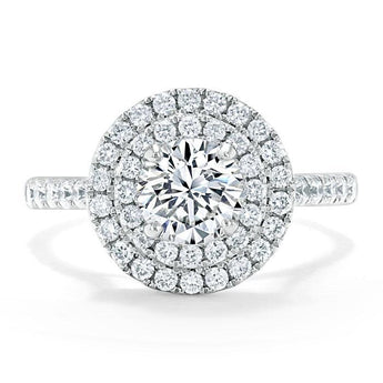 0.75 CT Round Cut Double Halo Moissanite Engagement Ring With Pave Setting 1