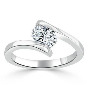 0.75 CT Oval Cut Solitaire Bypass Setting Moissanite Engagement Ring 2