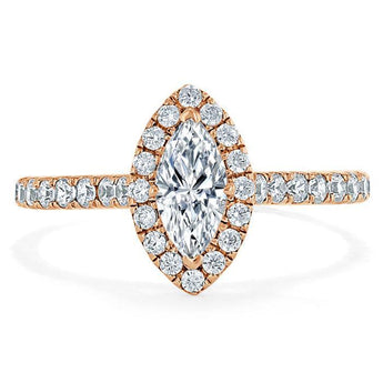 1.0 CT Marquise Cut Halo Moissanite Engagement Ring With Pave Setting 7