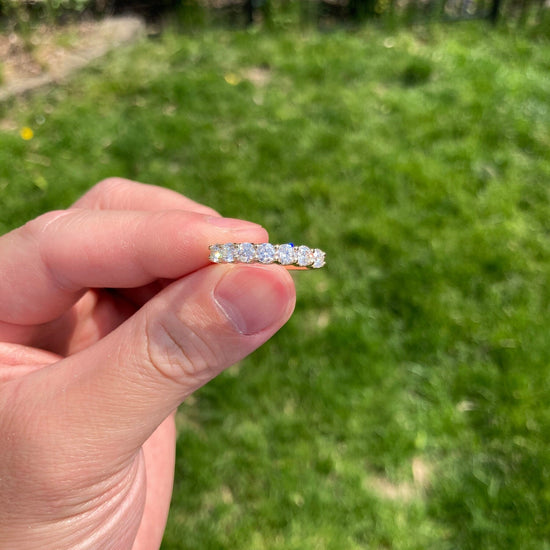 1.40 TCW Round Shaped Moissanite Five Stones Wedding Band 1