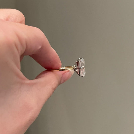 5.0 CT Emerald Shaped Moissanite Solitaire Engagement Ring 7