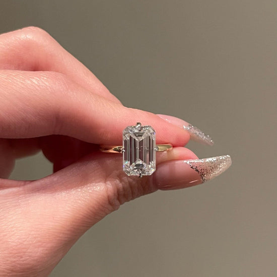 5.0 CT Emerald Shaped Moissanite Solitaire Engagement Ring 1