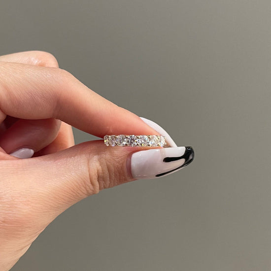 1.40 TCW Round Shaped Moissanite Five Stones Wedding Band 3