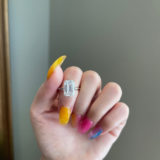 5.0 CT Emerald Shaped Moissanite Solitaire Engagement Ring 5