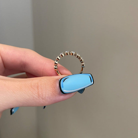 0.90 TCW Round Shaped Moissanite Bezel Half Eternity Wedding Band 3