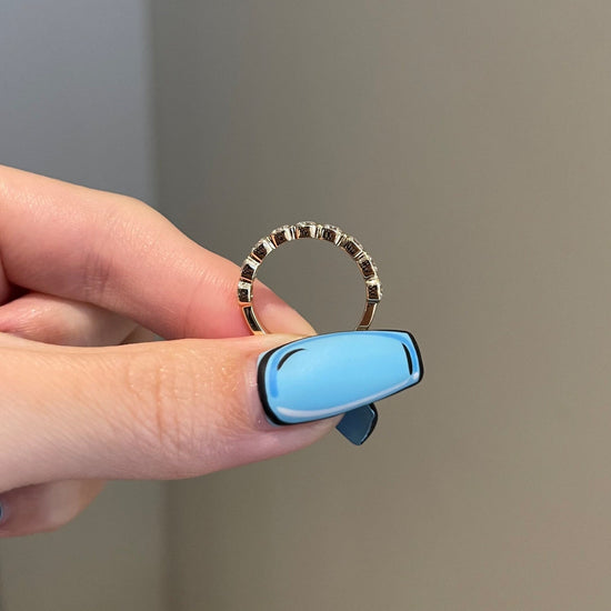 0.90 TCW Cushion Shaped Moissanite Half Eternity Wedding Band 7