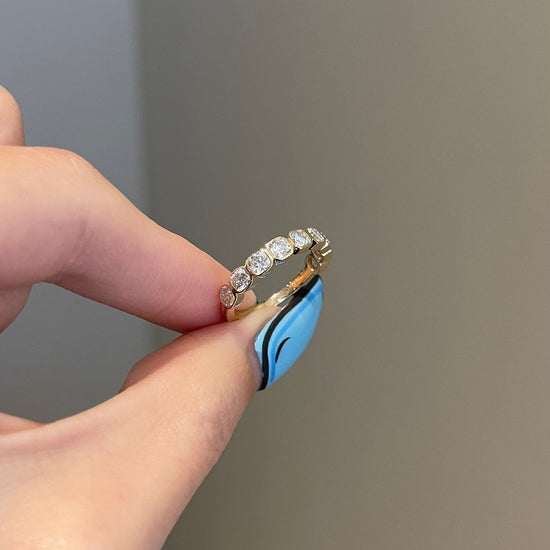 0.90 TCW Cushion Shaped Moissanite Half Eternity Wedding Band 4