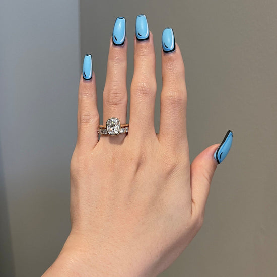 0.90 TCW Cushion Shaped Moissanite Half Eternity Wedding Band 6