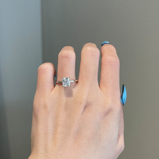 1.50 CT Radiant Shaped Moissanite Solitaire Engagement Ring 3