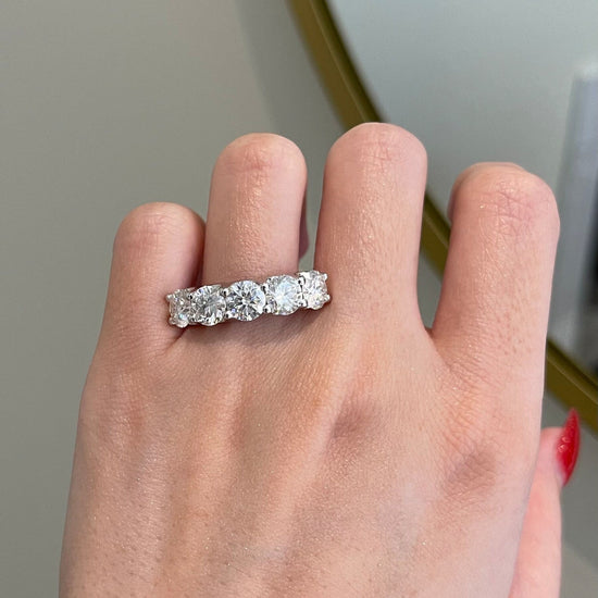 4.0 TCW Round Shaped Moissanite Five Stones Wedding Band 1