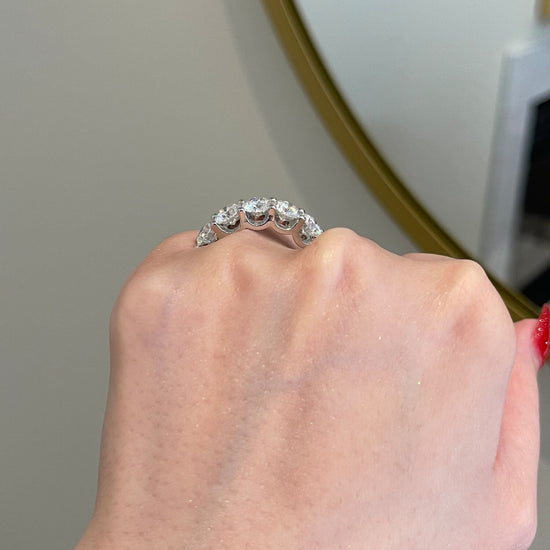 4.0 TCW Round Shaped Moissanite Five Stones Wedding Band 4