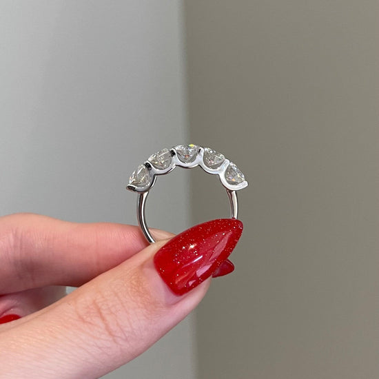 4.0 TCW Round Shaped Moissanite Five Stones Wedding Band 5