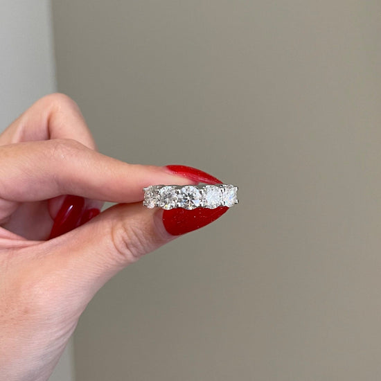 4.0 TCW Round Shaped Moissanite Five Stones Wedding Band 3