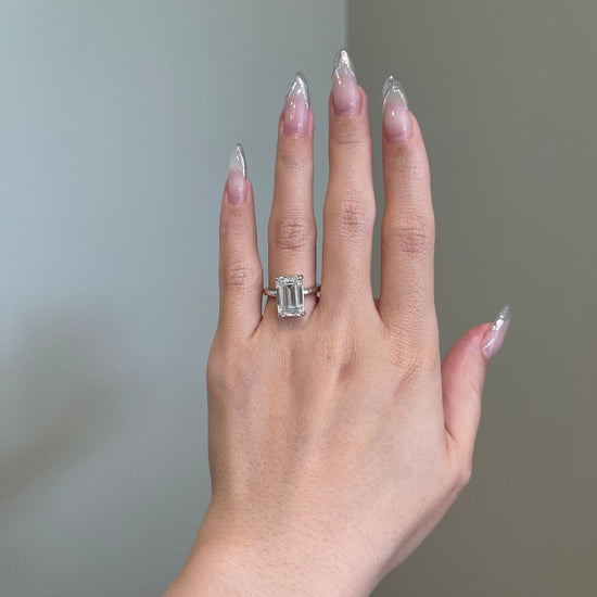 5.0 CT Emerald Shaped Moissanite Solitaire Engagement Ring 2