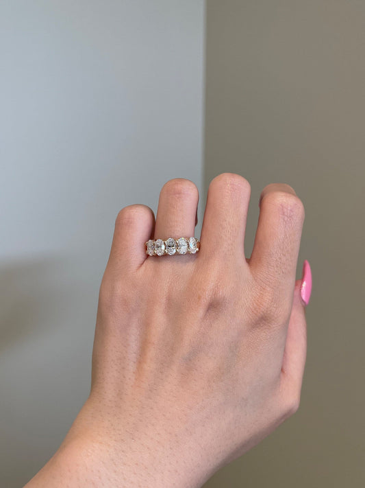 2.50 TCW Oval Shaped Moissanite Five Stones Wedding Band 2