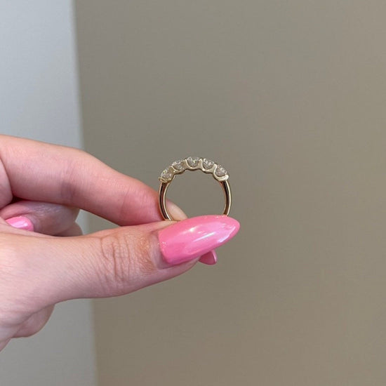 2.50 TCW Oval Shaped Moissanite Five Stones Wedding Band 5