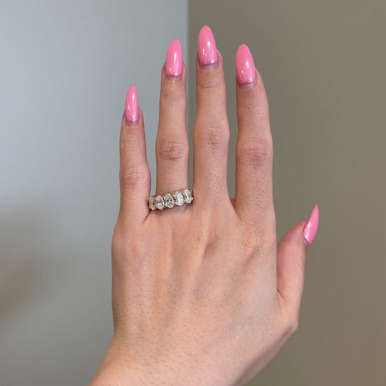 2.50 TCW Oval Shaped Moissanite Five Stones Wedding Band 3