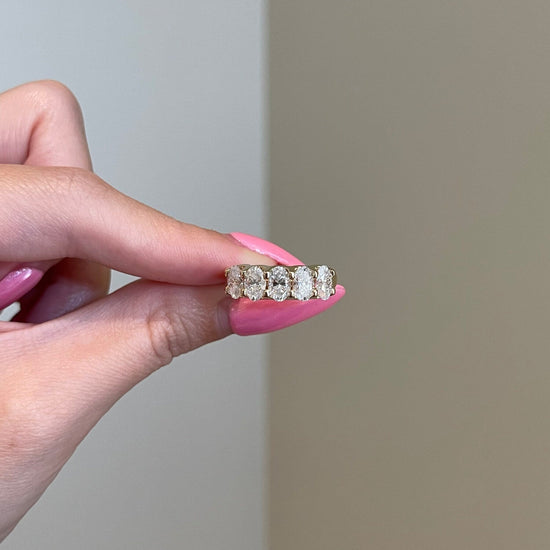 2.50 TCW Oval Shaped Moissanite Five Stones Wedding Band 4