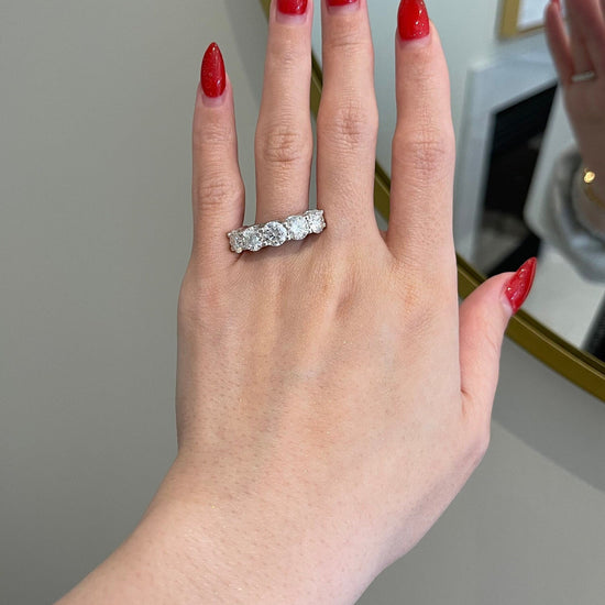 4.0 TCW Round Shaped Moissanite Five Stones Wedding Band 2