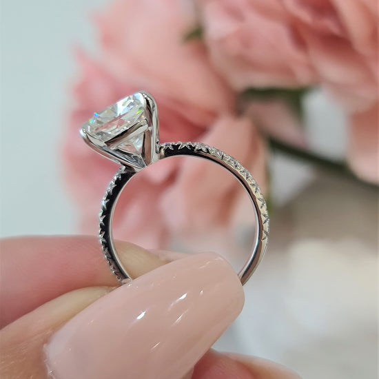4.0 CT Cushion Solitaire CVD G/VS2 Diamond Engagement Ring 6