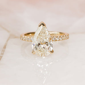 3.28 CT Pear Hidden Halo & Pave G/VS1 Diamond Engagement Ring 1