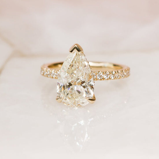 3.28 CT Pear Hidden Halo & Pave G/VS1 Diamond Engagement Ring 3