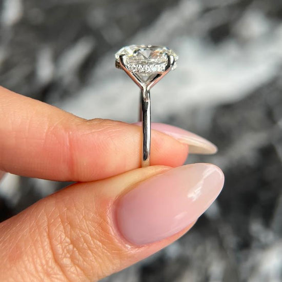 4.0 CT Oval Hidden Halo CVD F/VS2 Diamond Engagement Ring 4