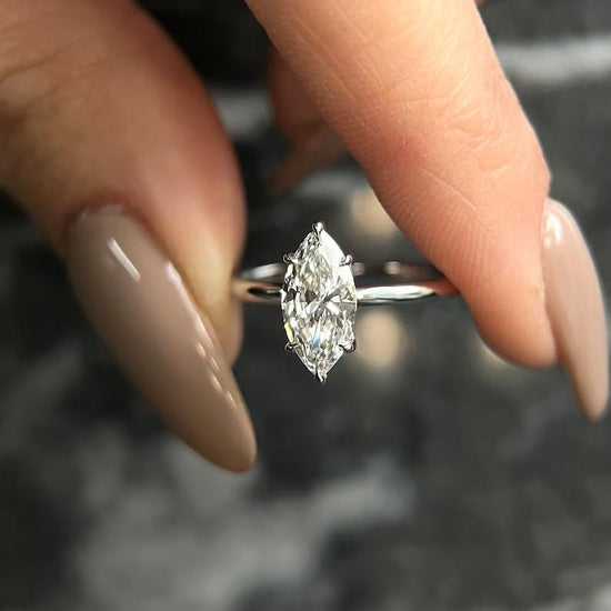1.0 CT Marquise Solitaire CVD E/VS2 Diamond Engagement Ring 1