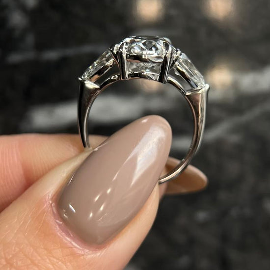 4.0 CT Oval Three Stones CVD E/VS1 Diamond Engagement Ring 5