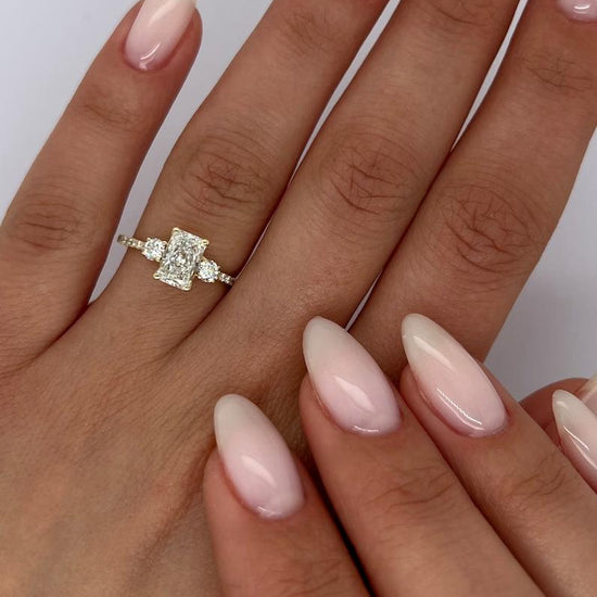 1.0 CT Radiant Three Stone CVD E/VS2 Diamond Engagement Ring 7