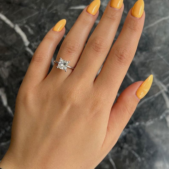 2.0 CT Princess Solitaire CVD F/VS2 Diamond Engagement Ring 4