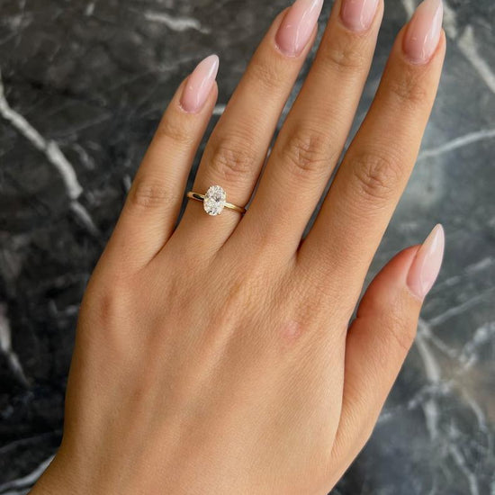 1.0 CT Oval Hidden Halo CVD E/VS2 Diamond Engagement Ring 2