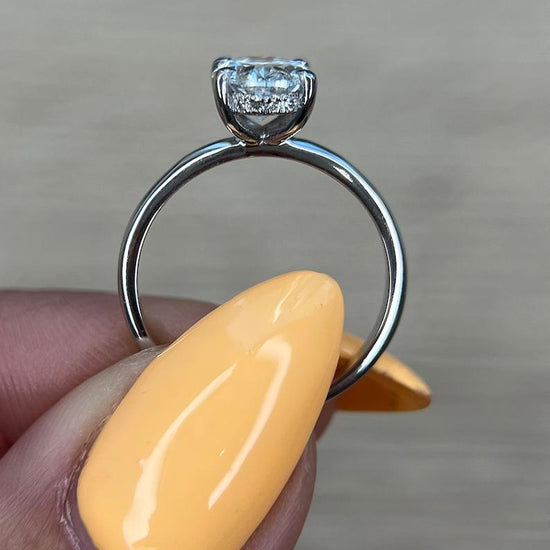 2.0 CT Oval Hidden Halo CVD F/VS1 Diamond Engagement Ring 7