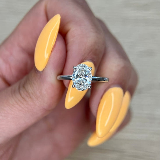 2.0 CT Oval Hidden Halo CVD F/VS1 Diamond Engagement Ring 3