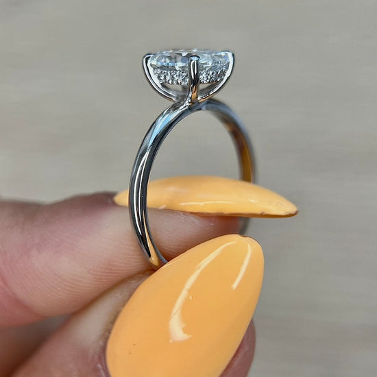 2.0 CT Oval Hidden Halo CVD F/VS1 Diamond Engagement Ring 6