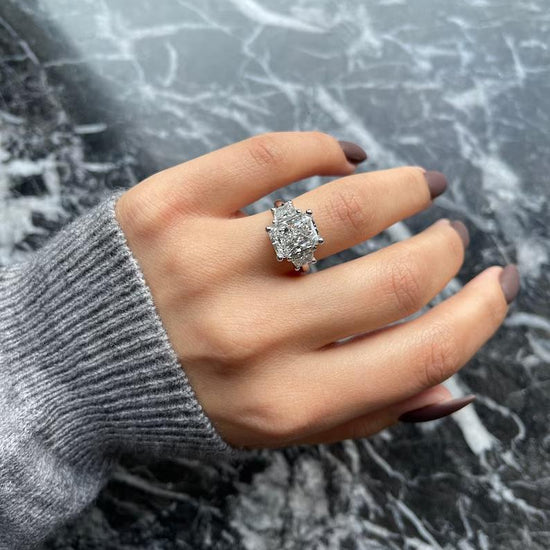 4.0 CT Radiant Three Stone CVD E/VS2 Diamond Engagement Ring 8