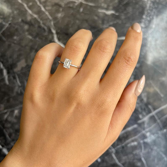 1.0 CT Emerald Solitaire CVD E/VS2 Diamond Engagement Ring 6