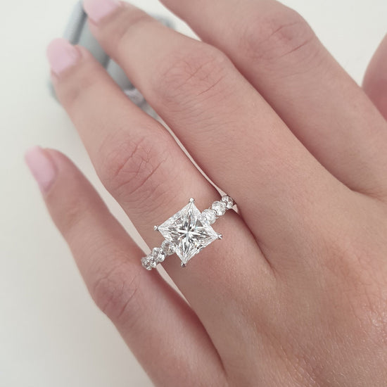 2.01 CT Princess Solitaire CVD D/VS1 Diamond Engagement Ring 3