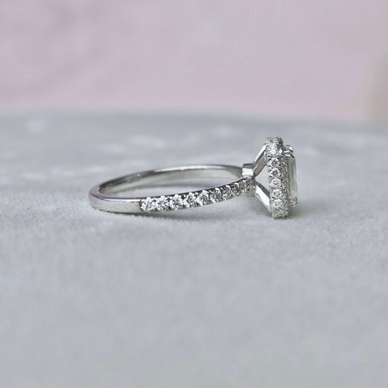 1.0 CT Emerald Halo Style Moissanite Engagement Ring 2