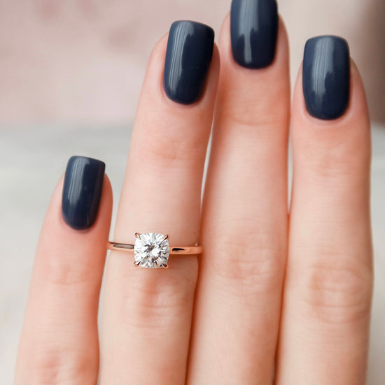 2.0 CT Cushion Hidden Halo & Solitaire Moissanite Engagement Ring 2