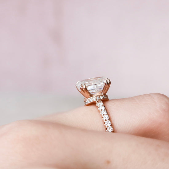 2.0 CT Oval Hidden Halo & Pave Setting Moissanite Engagement Ring 2