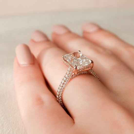 5.5 CT Radiant Cut Pave Setting Moissanite Engagement Ring 8
