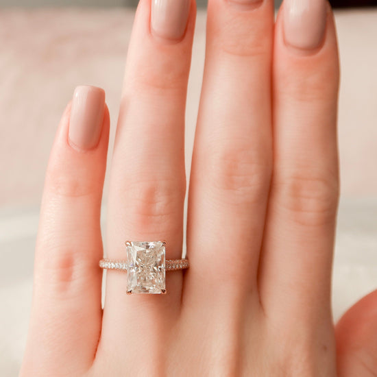 5.5 CT Radiant Cut Pave Setting Moissanite Engagement Ring 7