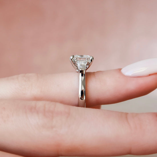 3.0 CT Princess Cut Three Stone Moissanite Engagement Ring 3