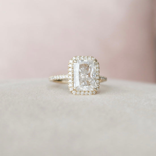 3.5 CT Radiant Halo Style Moissanite Engagement Ring 6