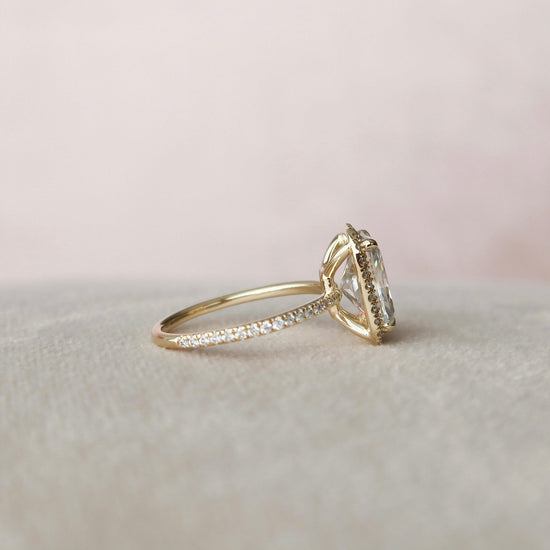 3.5 CT Radiant Halo Style Moissanite Engagement Ring 4