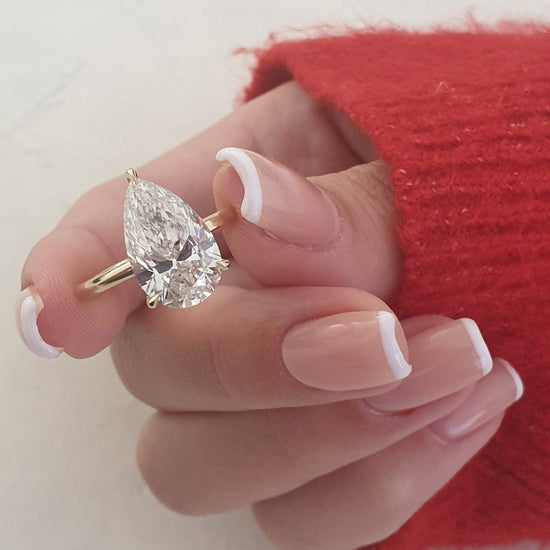 4.6 CT Pear Hidden Halo CVD G/VS2 Diamond  Engagement Ring 3