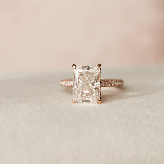 5.5 CT Radiant Cut Pave Setting Moissanite Engagement Ring 4