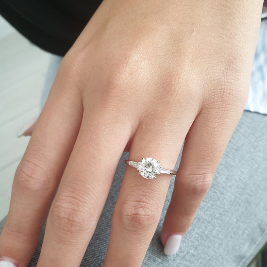 1.31 CT Round 3 Stones CVD G/VS2 Diamond Engagement Ring 4