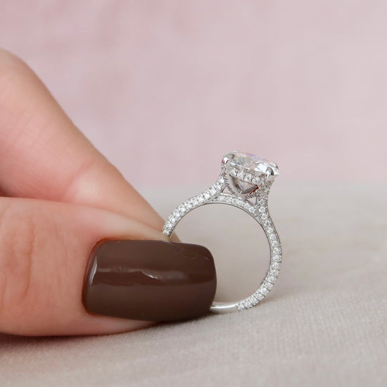 2.5 CT Round Cut Hidden Halo & Pave Setting Engagement Ring 7